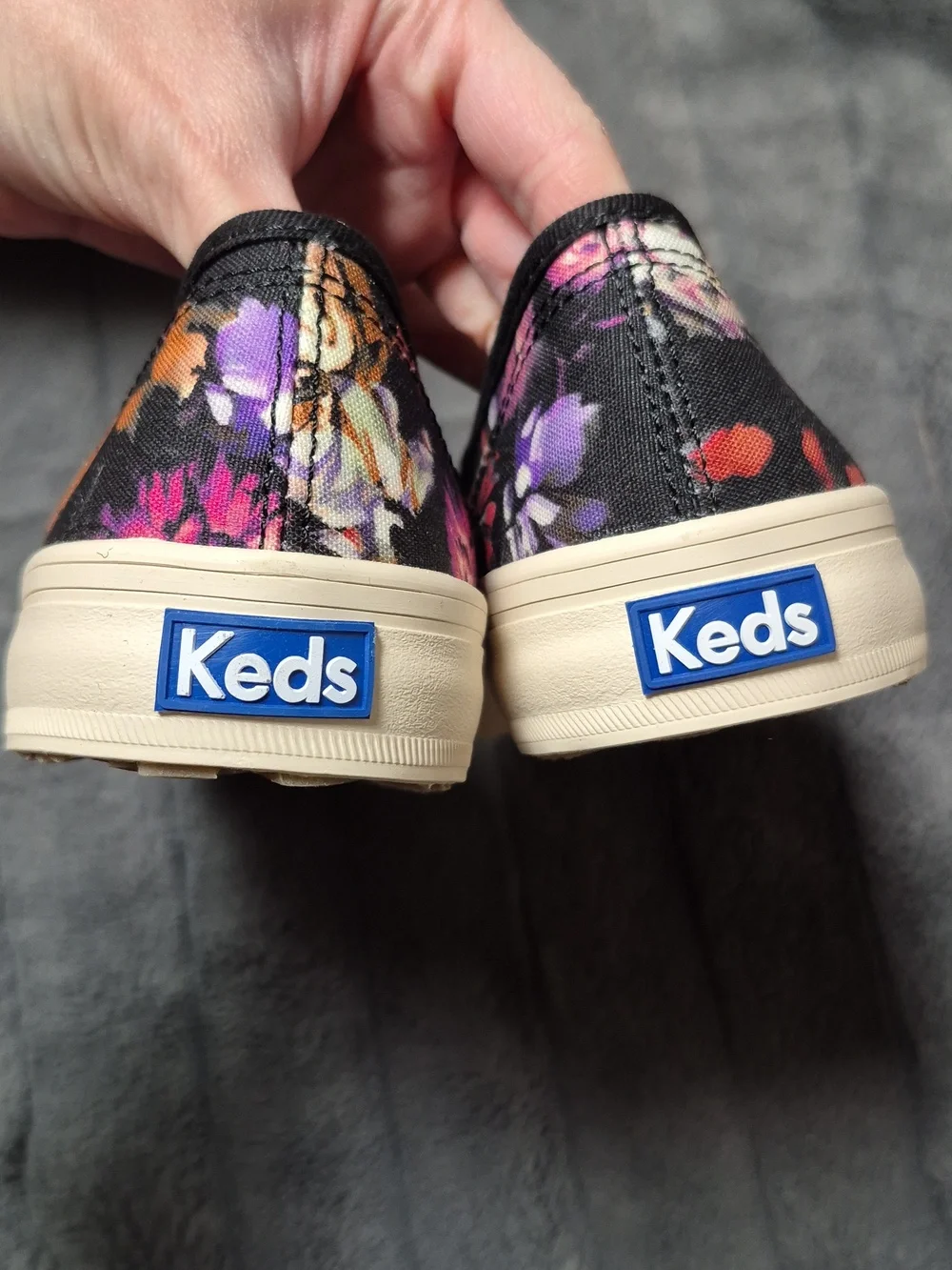 Keds Double Decker Blooms Slip-On Shoes In Black, Size 8, New In Box - Picture 7 of 14